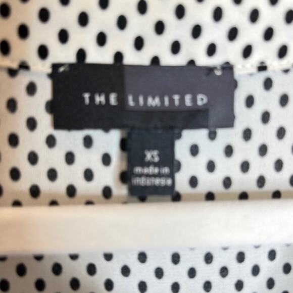 The Limited X-Small White Top Black Dot V-Neck Long Sleeve Layered Blouse - Picture 3 of 8